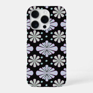 Pastel Floral Shapes on Black Background iPhone 16 Pro Case
