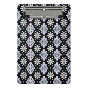 Pastel Floral Shapes on Black Background Mini Clipboard