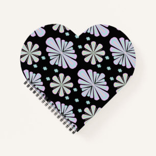Pastel Floral Shapes on Black Background Notebook