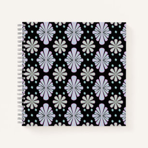Pastel Floral Shapes on Black Background Notebook