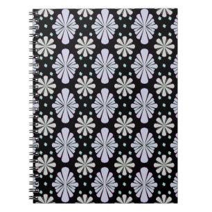 Pastel Floral Shapes on Black Background Notebook
