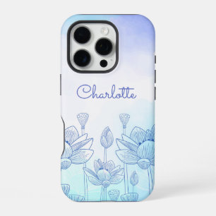 Pastel Floral Silhouette Overlay Personalized Name iPhone 16 Pro Case