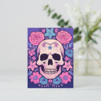 Pastel Floral Skull Art