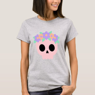 Pastel Floral Skull Flower Crown T-Shirt