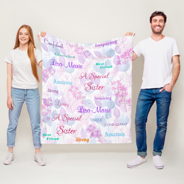 Pastel Floral Special Sister Thoughtful Heartfelt Fleece Blanket (In Situ)