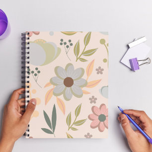  Pastel Floral Spiral Notebook – Minimalist Style