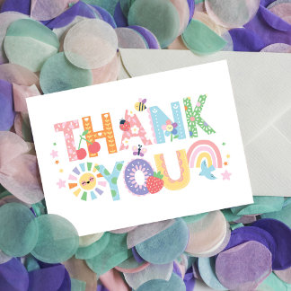 Pastel Floral Spring Thank You Birthday  Card