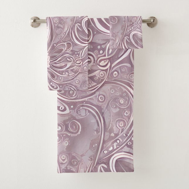 Pastel Floral Swirls Bath Towel Set (Insitu)