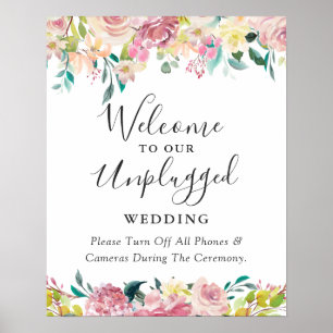 Pastel Floral Unplugged Wedding Sign