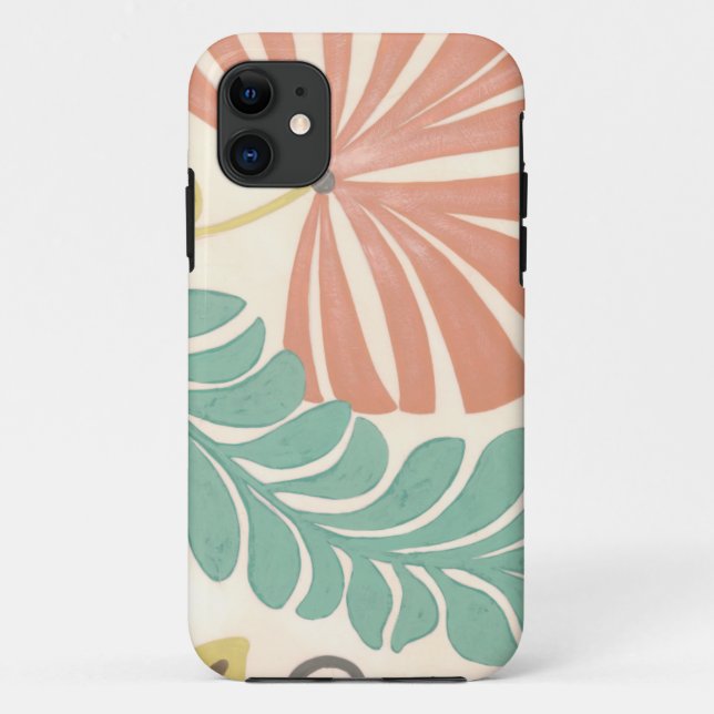 Pastel Floral Vines and Leaves on Cream Background Case-Mate iPhone Case (Back)