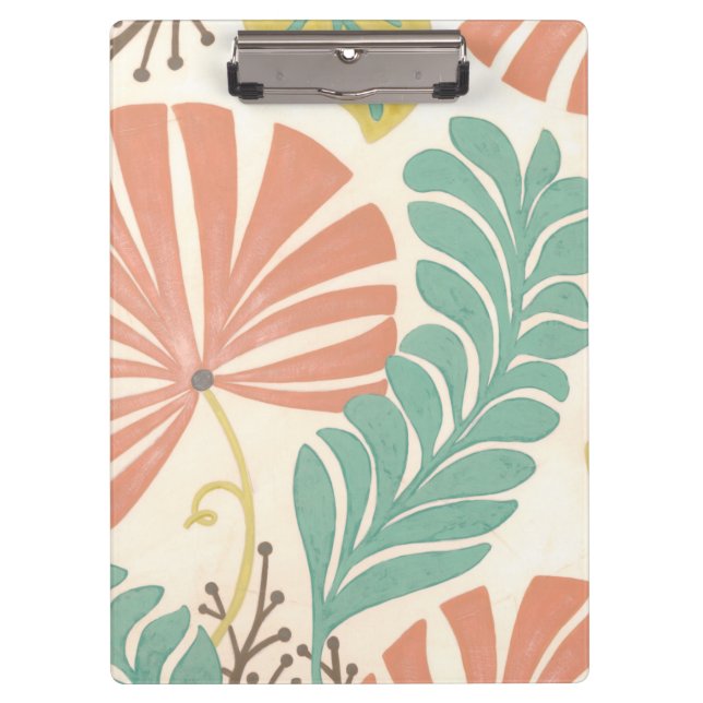 Pastel Floral Vines and Leaves on Cream Background Clipboard (Front)