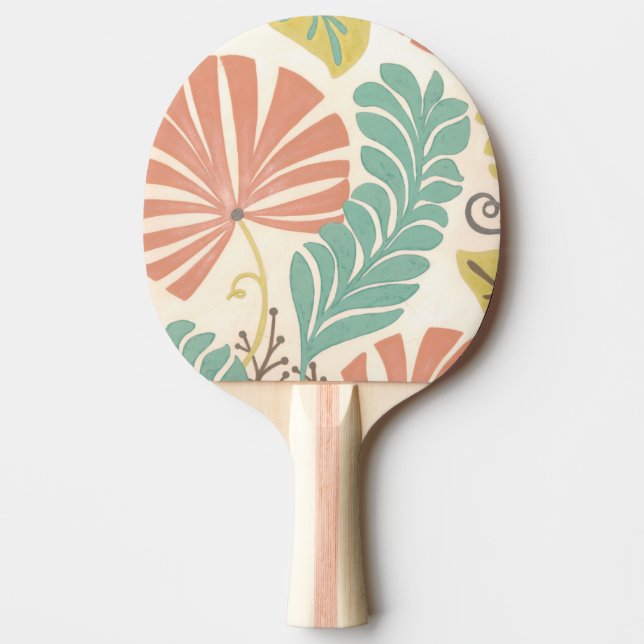 Pastel Floral Vines and Leaves on Cream Background Ping Pong Paddle (Front)