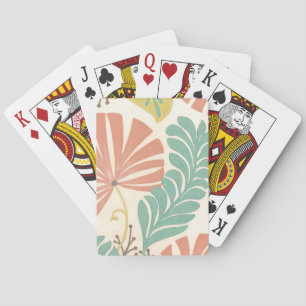 Pastel Floral Vines and Leaves on Cream Background Playing Cards