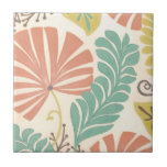 Pastel Floral Vines and Leaves on Cream Background Tile<br><div class="desc">Floral vines and leaves in pastel colours are the subjects of this piece by Erica J. Vess. The mixture of pastels on the cream background helps the painting stand out without overwhelming the senses. Put this tropical print in your home today!</div>