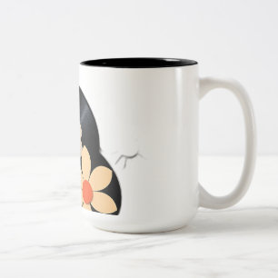 Pastel Floral Vinyl Records Two-Tone Coffee Mug