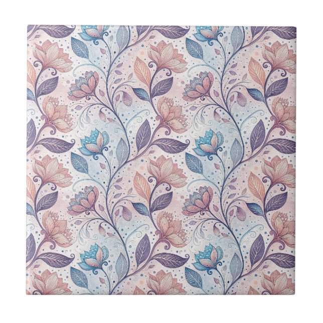 Pastel Floral Watercolor Abstract Painting Pattern Tile (Front)