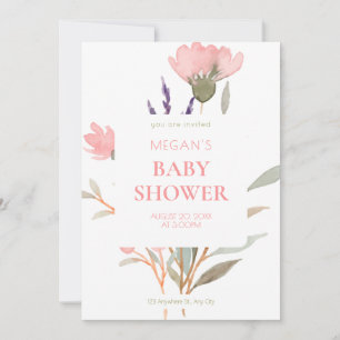 Pastel Floral Watercolor Brunch baby shower Invitation