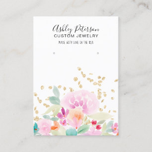 Pastel Floral watercolor jewellery earring display Business Card