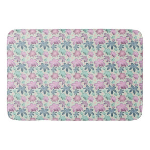 Pastel Floral watercolor Pattern  Bath Mat