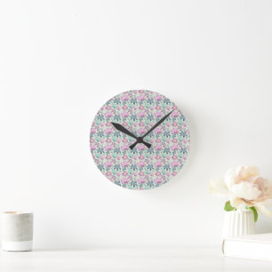 Pastel Floral watercolor Pattern Round Clock