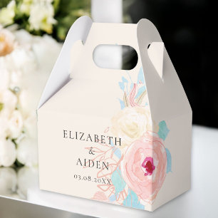 Pastel Floral Watercolor Wedding Favor Box