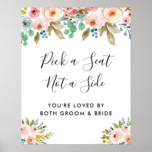 Pastel Floral Wedding Ceremony Pick a Seat Sign