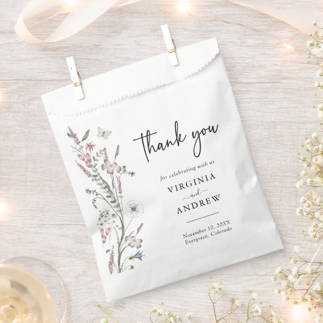Pastel Floral Wedding Favour Bag (Clipped)