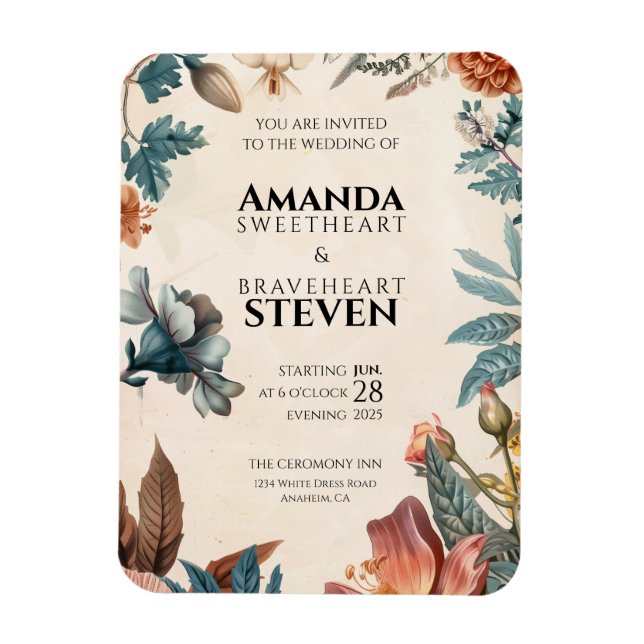Pastel & Floral Wedding Magnet (Vertical)