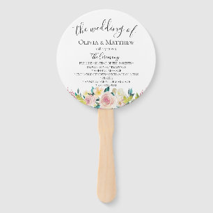Pastel Floral Wedding Program Hand Fan