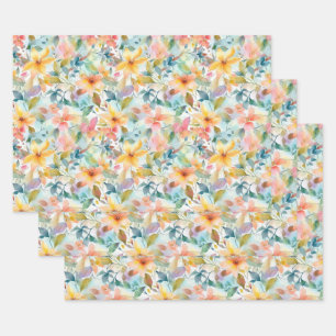 PASTEL FLORAL WRAPPING PAPER SHEETS