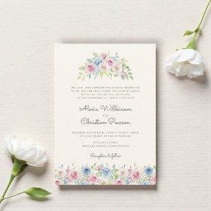 Pastel Floral Wreath Wedding Invitation