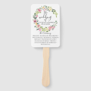 Pastel Floral Wreath Wedding Program Fans