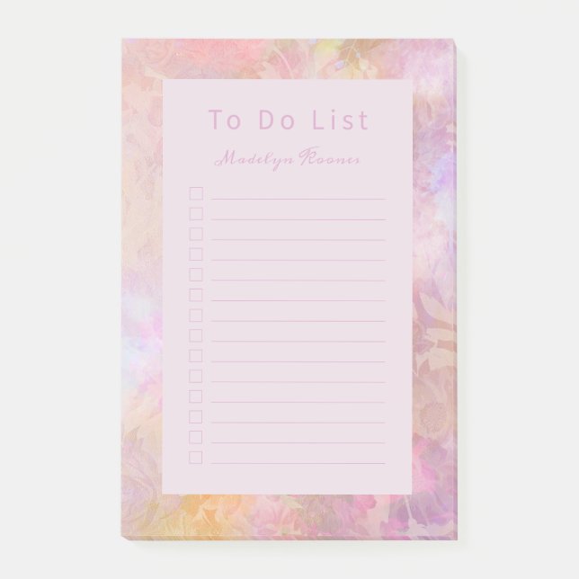 Pastel Florals Chic Script Personalized Post-it Notes (Front)