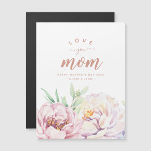 Pastel Florals Love You Mom Minimalist Magnet Card