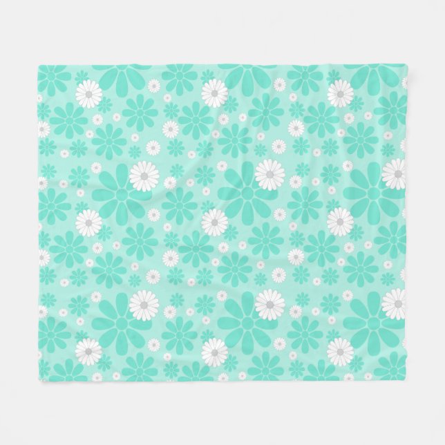 Pastel Florals Pattern MINT Fleece Blanket (Front (Horizontal))