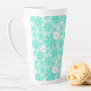 Pastel Florals Pattern MINT Latte Mug