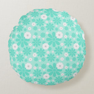 Pastel Florals Pattern MINT Round Pillow