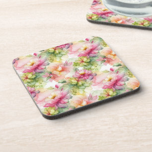 Pastel Flower Alcohol Ink Illustration  Coaster