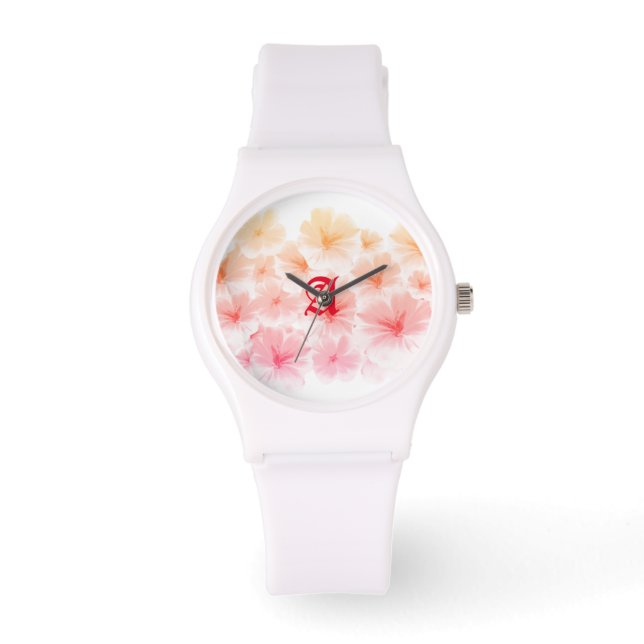 Pastel flower art watercolor paint Personalized  Watch (Front)