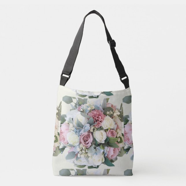Pastel Flower Bouquet  Crossbody Bag (Front)
