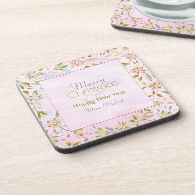 Pastel Flower Christmas Coasters (Left Side)