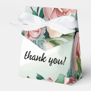 Pastel Flower Elegance: Sage Green Floral Wedding Favor Box