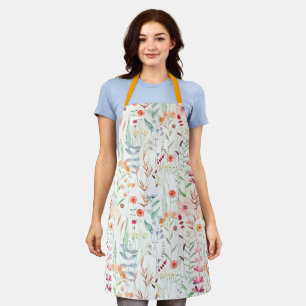 Pastel Flower Garden Pattern Apron
