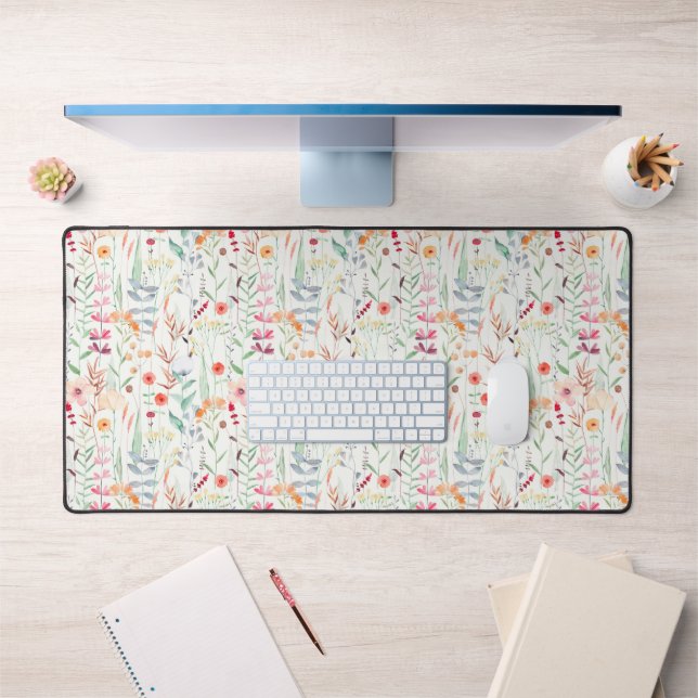 Pastel Flower Garden Pattern Desk Mat (Office 1)
