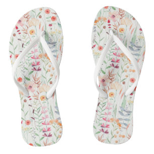 Pastel Flower Garden Pattern Flip Flops