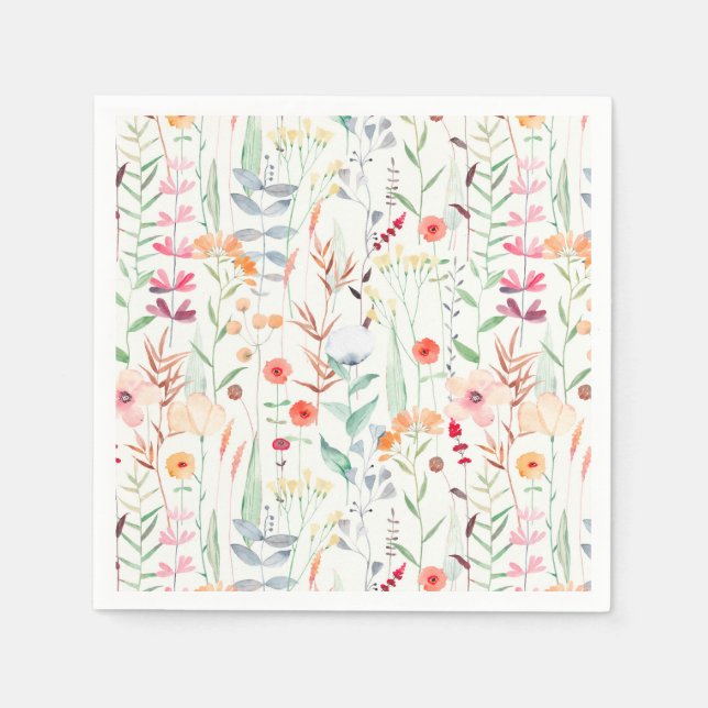 Pastel Flower Garden Pattern Napkin (Front)