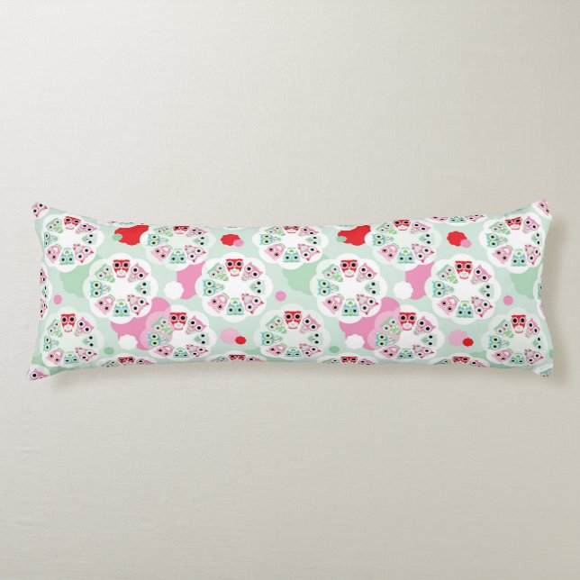 pastel flower owl background pattern body pillow (Front)
