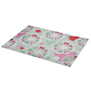 pastel flower owl background pattern cutting board