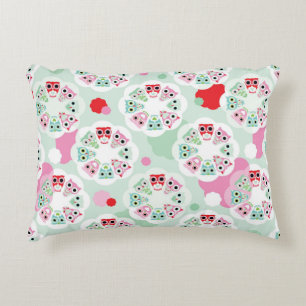 pastel flower owl background pattern decorative pillow