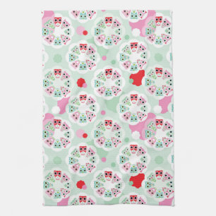 pastel flower owl background pattern kitchen towel